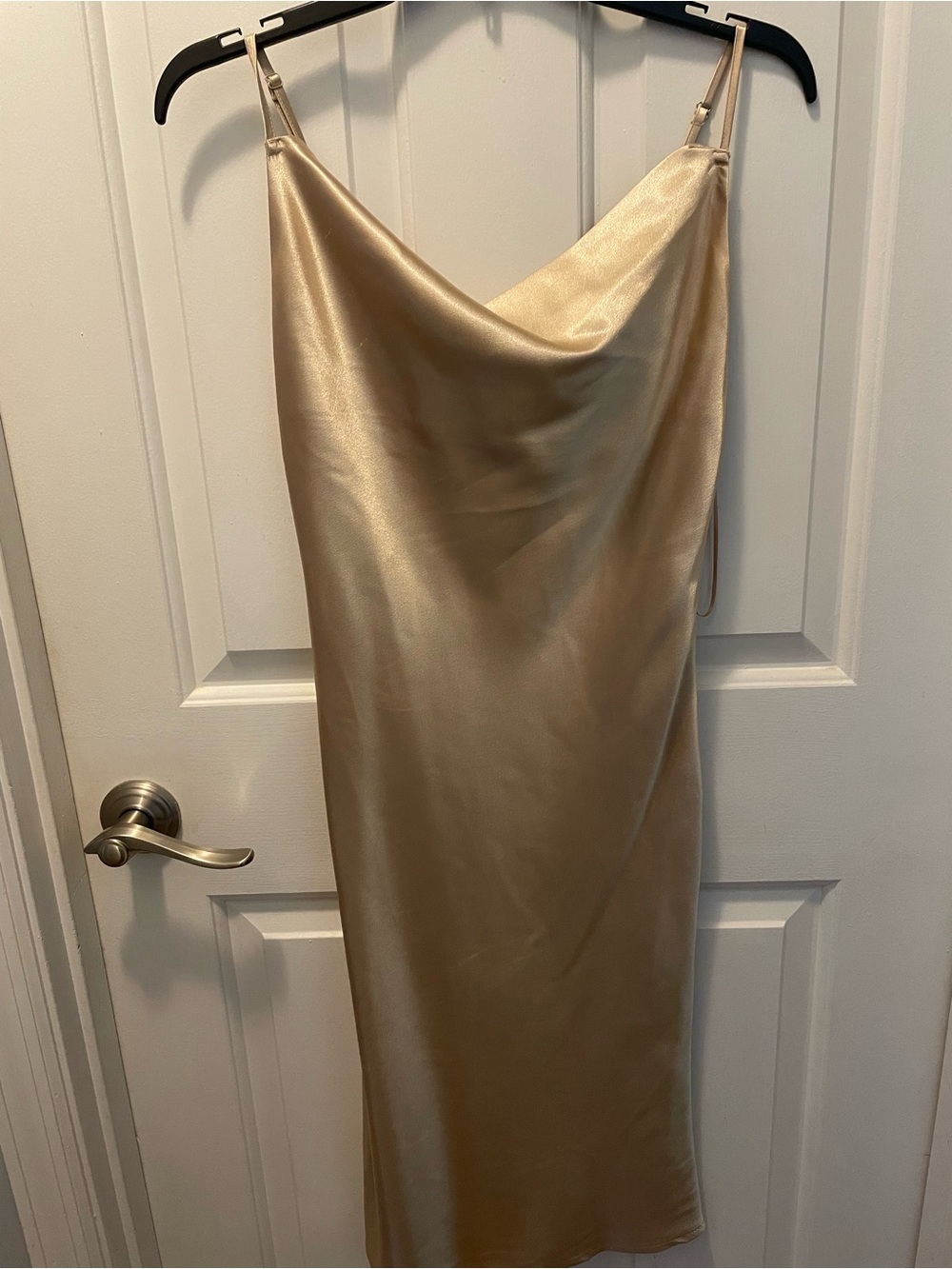 Birdy Grey Satin Cowl Slip Dress in Champagne Gold